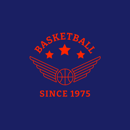 Plantilla de diseño de diseño de logo de baloncesto, pelota con alas Logo 