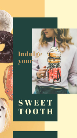 Дівчинка тримає солодкий виродковий коктейль Instagram Story – шаблон для дизайну