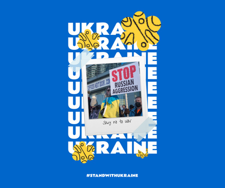 Stop Russian Aggression against Ukraine on Blue Facebook Design Template