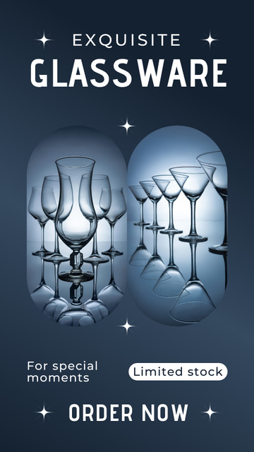 Designvorlage Offer of Exquisite Glassware für Instagram Video Story