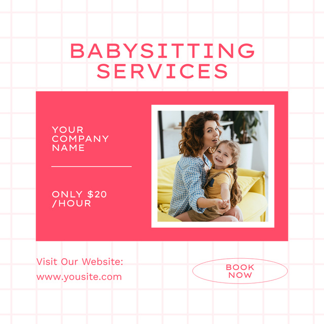 Offer to Book Professional Babysitting Services Instagram Tasarım Şablonu