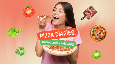 Ontwerpsjabloon van YouTube intro van Pizzeria's beoordelen met Vlogger in pizzadagboeken