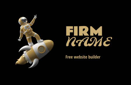 Designvorlage Cartoon Astronaut Flying Rocket für Business Card 85x55mm