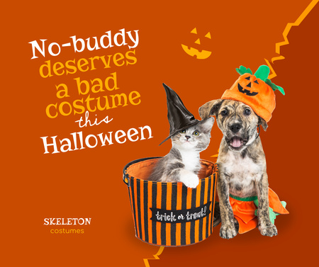 Ontwerpsjabloon van Facebook van Funny Animals in Halloween Costumes