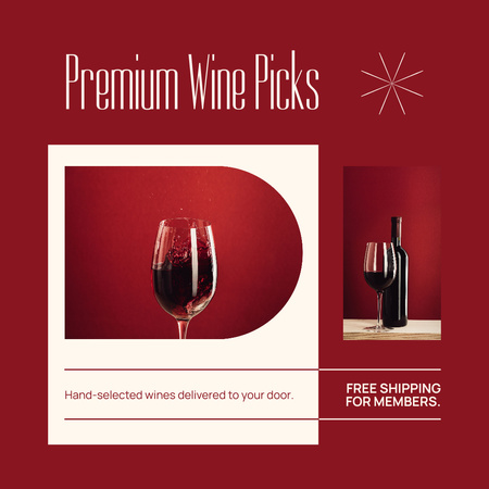Designvorlage Angebot an Premiumweinen für Clubmitglieder für Instagram
