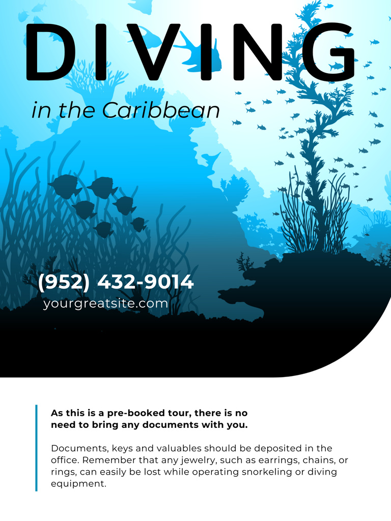 Diving Ad in the Caribbean Poster 36x48in – шаблон для дизайна
