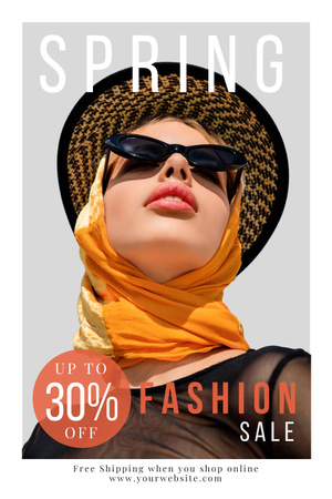 Tavaszi divatos akció elegáns kalapos nővel Pinterest tervezősablon