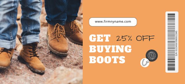Durable Hiker's Shoe Sale Offer In Orange Coupon 3.75x8.25in Design Template