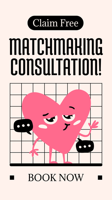 Matchmaker Consultation Offer with Cute Pink Heart Instagram Story – шаблон для дизайну