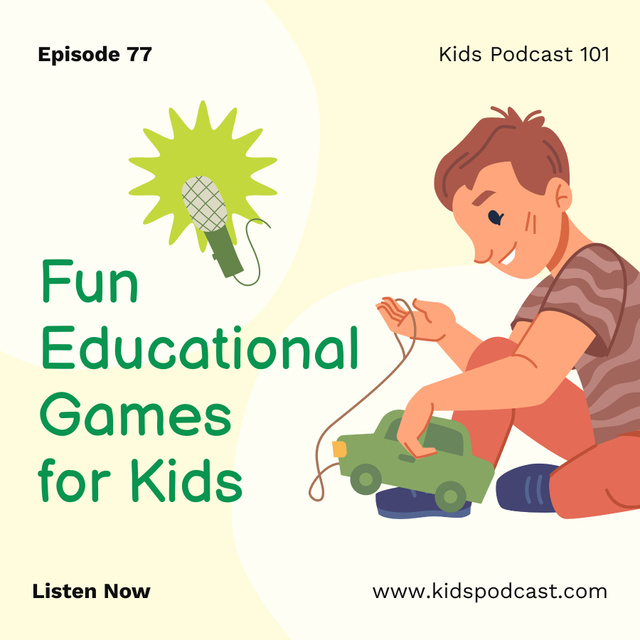 Fun Educational Games Podcast Cover Podcast Cover tervezősablon