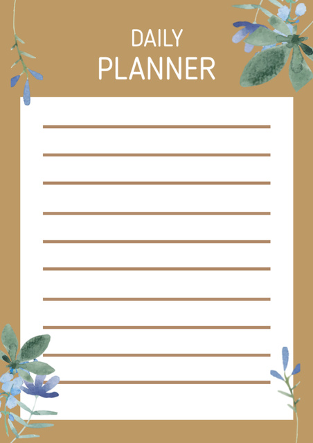 Daily Checklist with Green Leaves on Brown Schedule Planner Tasarım Şablonu