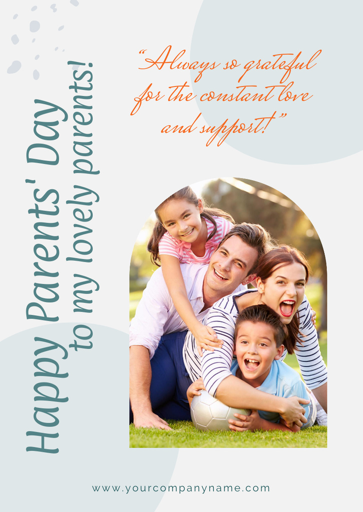 Happy Parents' Day Congratulations with Emotional Young Family Poster A3 Tasarım Şablonu