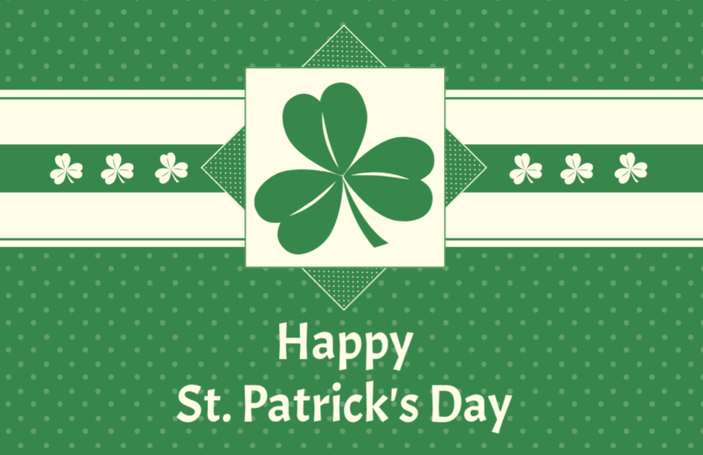 Holiday Wishes for St. Patrick's Day on Polka Dot Pattern Thank You Card 5.5x8.5in Tasarım Şablonu