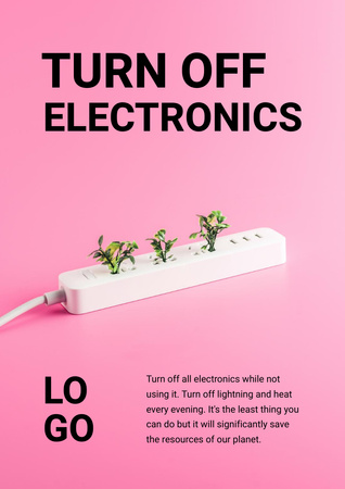 Platilla de diseño Energy Conservation Concept with Plants Growing in Socket Poster A3