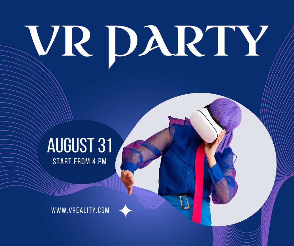 Virtual Party Announcement Facebook Modelo de Design