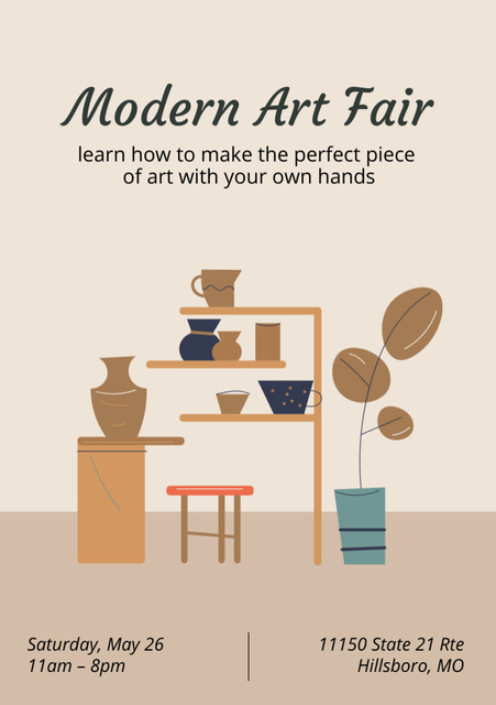Contemporary Art Fair Announcement With Vases Flyer A5 Design Template