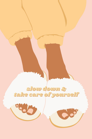 Beauty Inspiration with Girl in Cute Fluffy Slippers Pinterest Design Template
