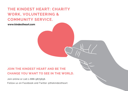 Platilla de diseño Charity event Hand holding Heart in Red Postcard