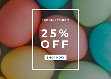 Discount Offer on Easter Holiday with Colorful Eggs Flyer 5x7in Horizontal Design Template