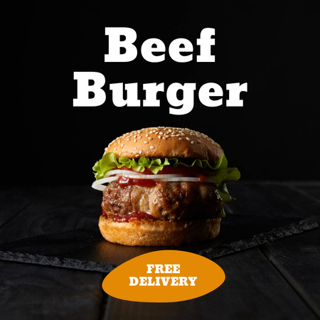 Ínycsiklandó marhahamburger ingyenes kiszállítással Instagram tervezősablon
