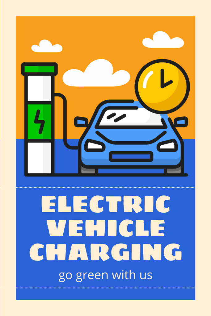 Charging Services for Electric Cars and Vehicles Pinterest Πρότυπο σχεδίασης
