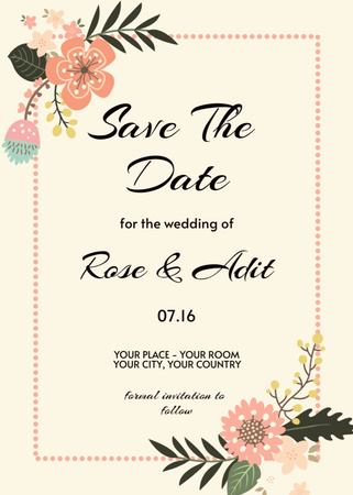 Save the Date of Beautiful Wedding Invitation Design Template