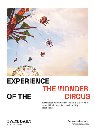 Circus Show Announcement with Carousel and Ferris Carousel Poster Design Template
