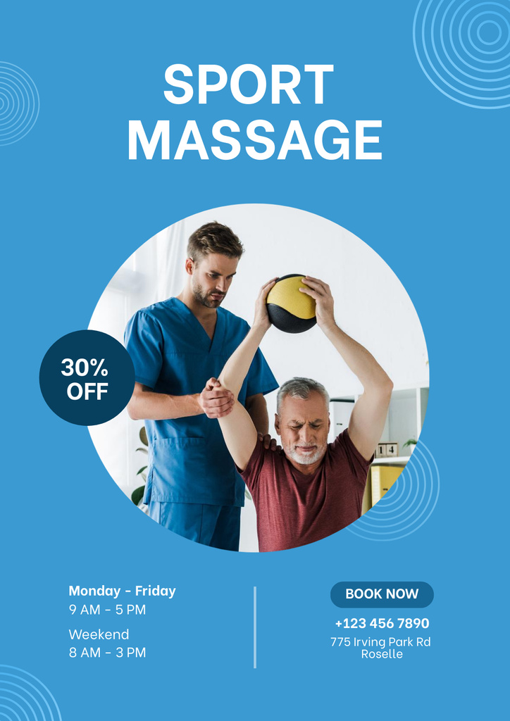 Sport Massage Therapy Advertisement Poster Tasarım Şablonu