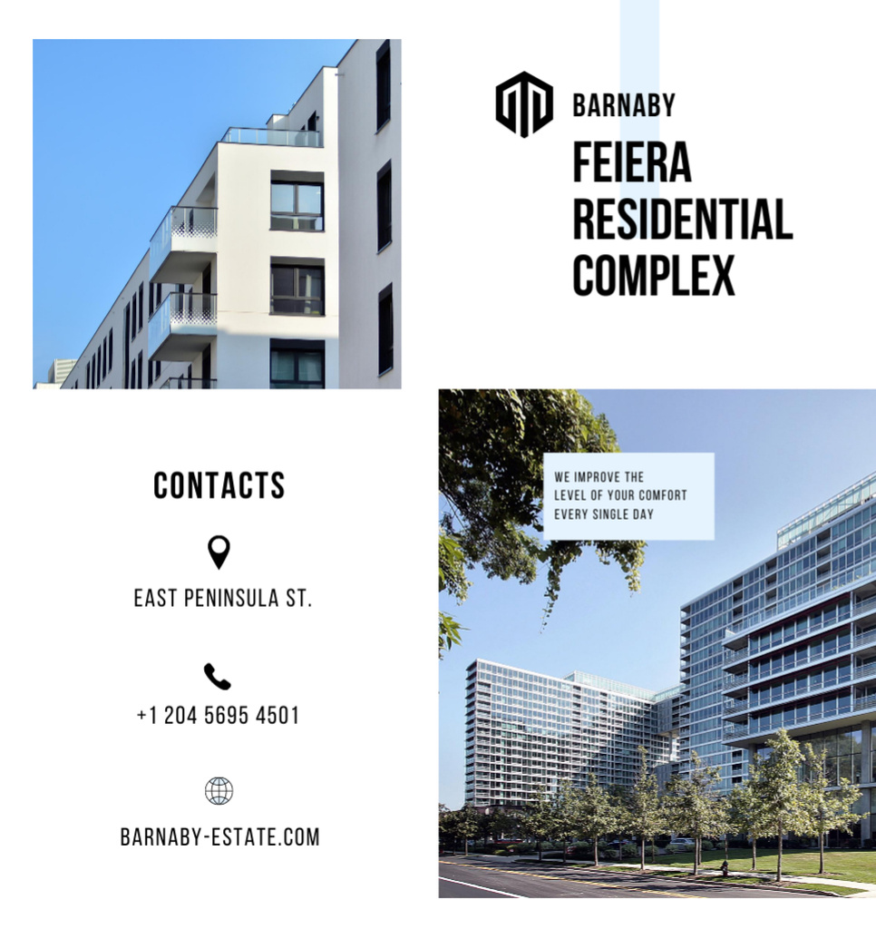 Contemporary Residential Complex Promotion Brochure Din Large Bi-foldデザインテンプレート