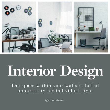 Interior Design Studio Service with Stylish Workplace Animated Post Design Template