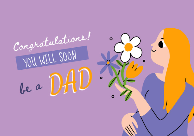 Congratulations Messages for Father to Be Postcard A5 Πρότυπο σχεδίασης