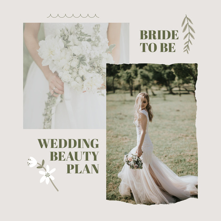 Ontwerpsjabloon van Instagram van Huwelijksfeestplanning met mooie bruid