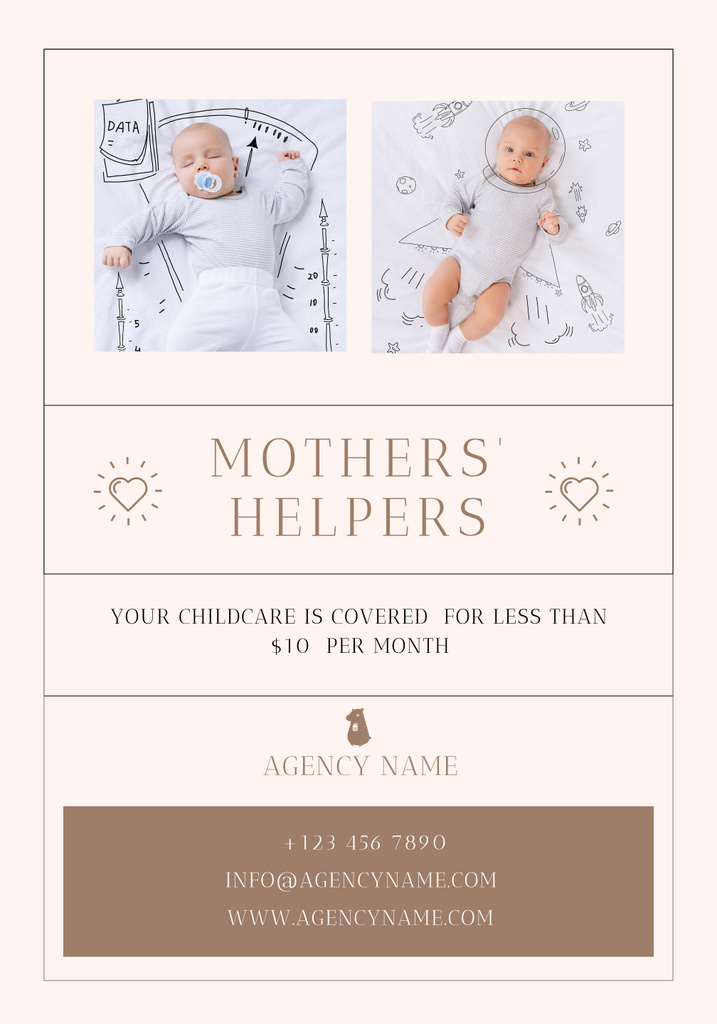 Babysitting Service Promotion Poster 28x40in – шаблон для дизайна