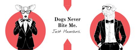 Designvorlage Niedliche Hipster-Hunde in Anzügen mit Zitat für Facebook cover