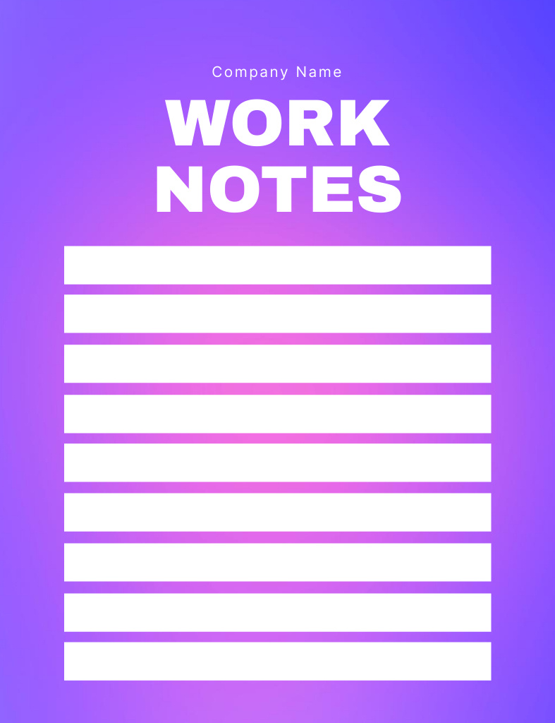 Work Tasks Planning in Purple Notepad 107x139mm Πρότυπο σχεδίασης