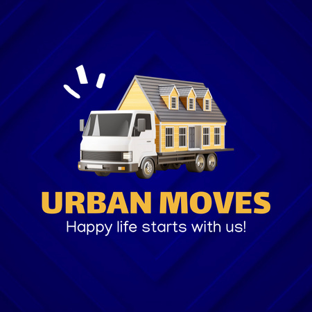 Punctual Moving Service Trough City With Slogan Animated Logo Design Template