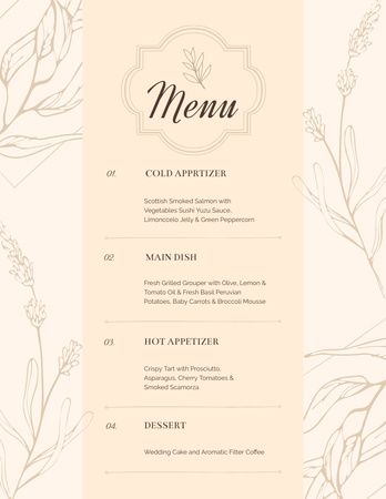 Platilla de diseño Elegant Ivory Wedding Food List Menu 8.5x11in