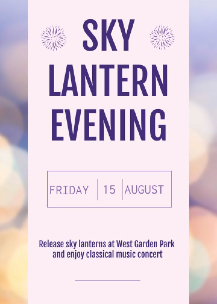 Sky lantern evening announcement on bokeh Flayer – шаблон для дизайну