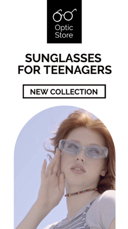 Nova coleção de óculos de sol para adolescentes Instagram Video Story Modelo de Design