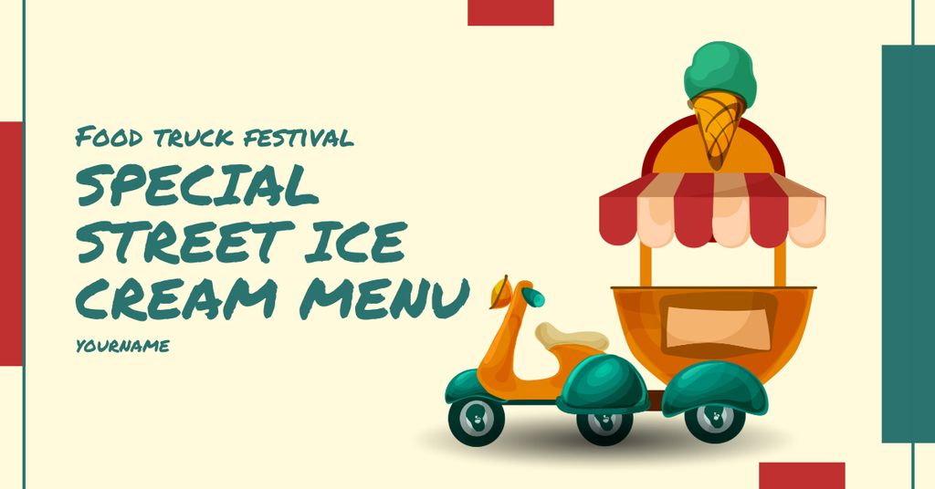 Plantilla de diseño de Special Street Ice Cream Menu Facebook AD 