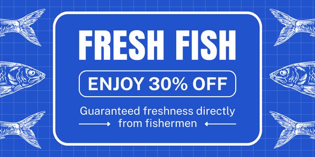 Designvorlage Fresh Fish Offer with Discount für Twitter