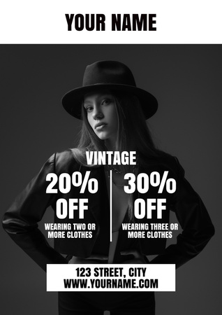 Rare Fashion Sale Ad on Black and White Layout Poster Design Template