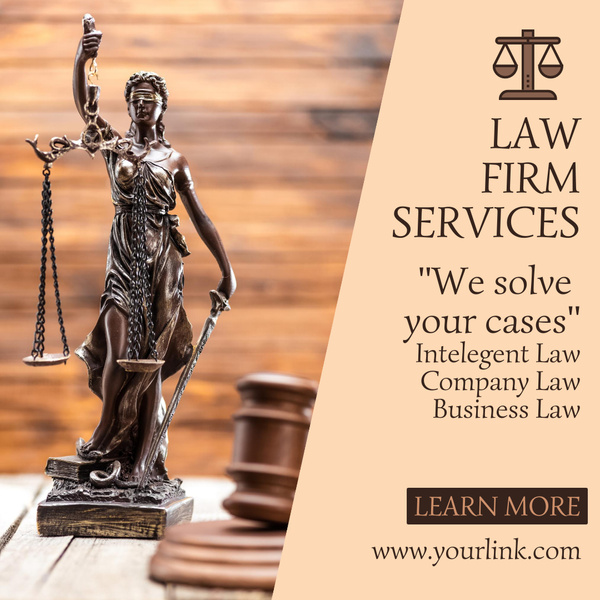 Legal Services Offer with Hammer and Statuette