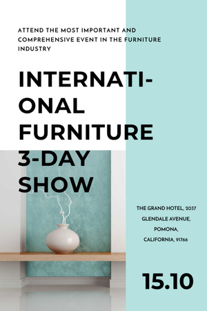 Furniture Show Announcement with Decorative Vase Flyer 4x6inデザインテンプレート