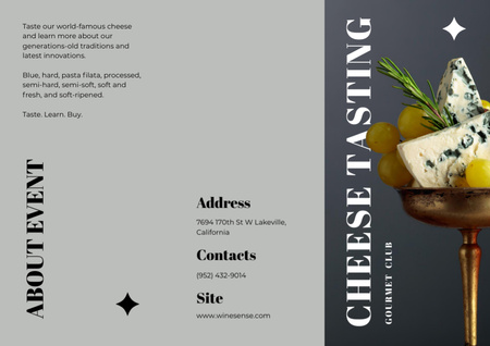Cheese Tasting Event Announcement with Contacts Brochure Design Template