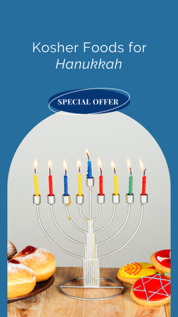 Kosher Foods  Special Offer for Hanukkah Instagram Story Design Template