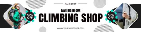 Modèle de visuel Annonce d'un magasin d'escalade avec offre de réduction - Ebay Store Billboard
