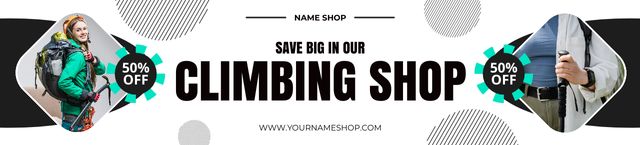 Ad of Climbing Shop with Offer of Discount Ebay Store Billboard Tasarım Şablonu