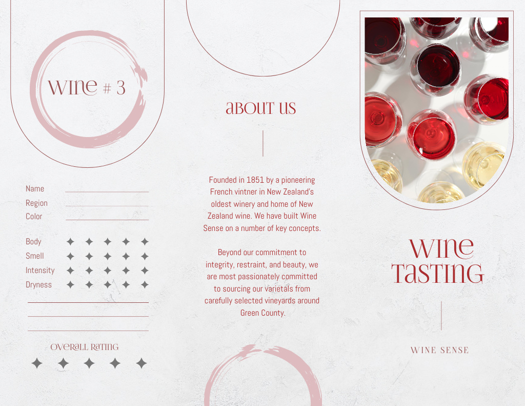 Gourmet Wine in Wineglasses Brochure 8.5x11in Z-fold Design Template