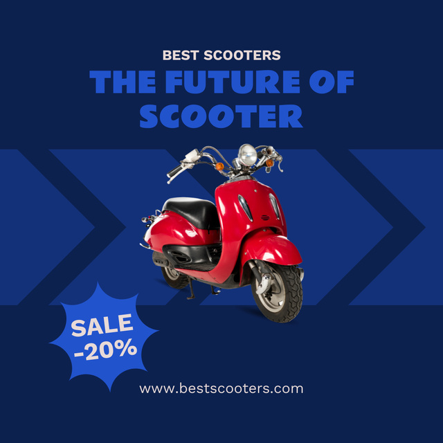 Designvorlage Scooter Discount Advertisement on Blue für Instagram